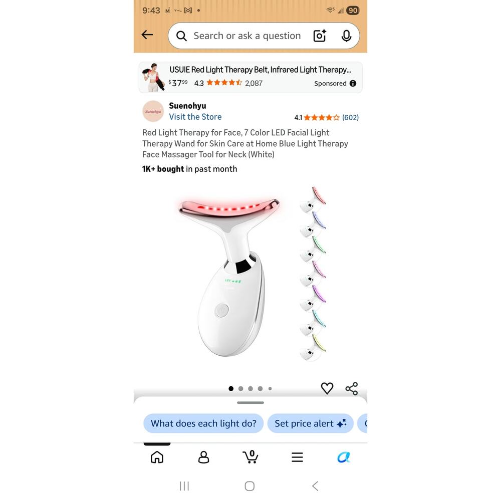 Red Light Therapy 7 Color LED Facial Light Therapy Wand for Skin Care (White)